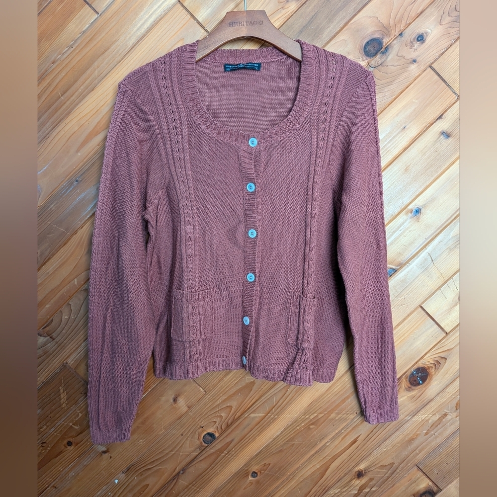 Peruvian Connection Button-Up Cardigan - Rust Size XL